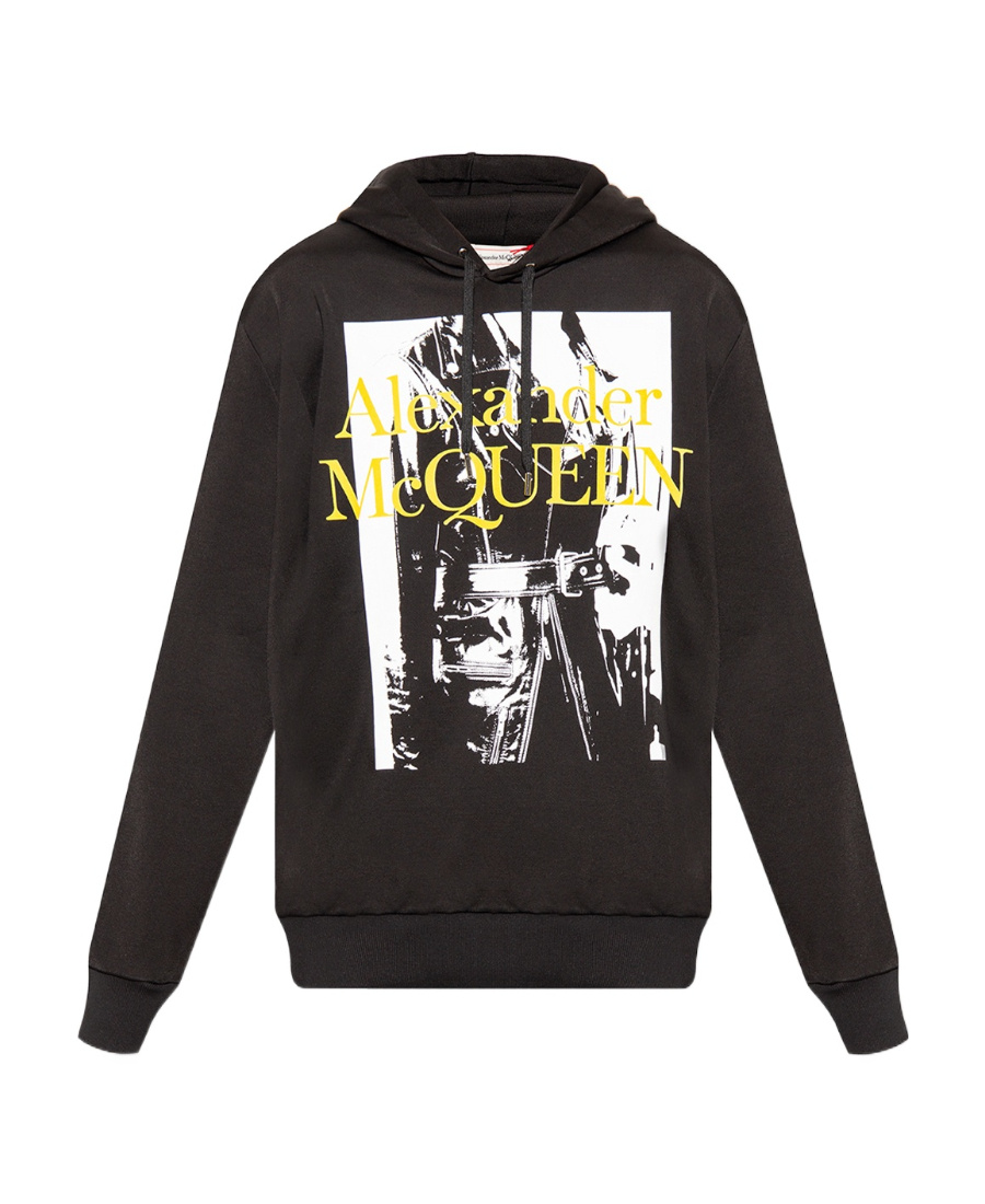 Alexander Mcqueen Logo-print Long-sleeved Hoodie In Black