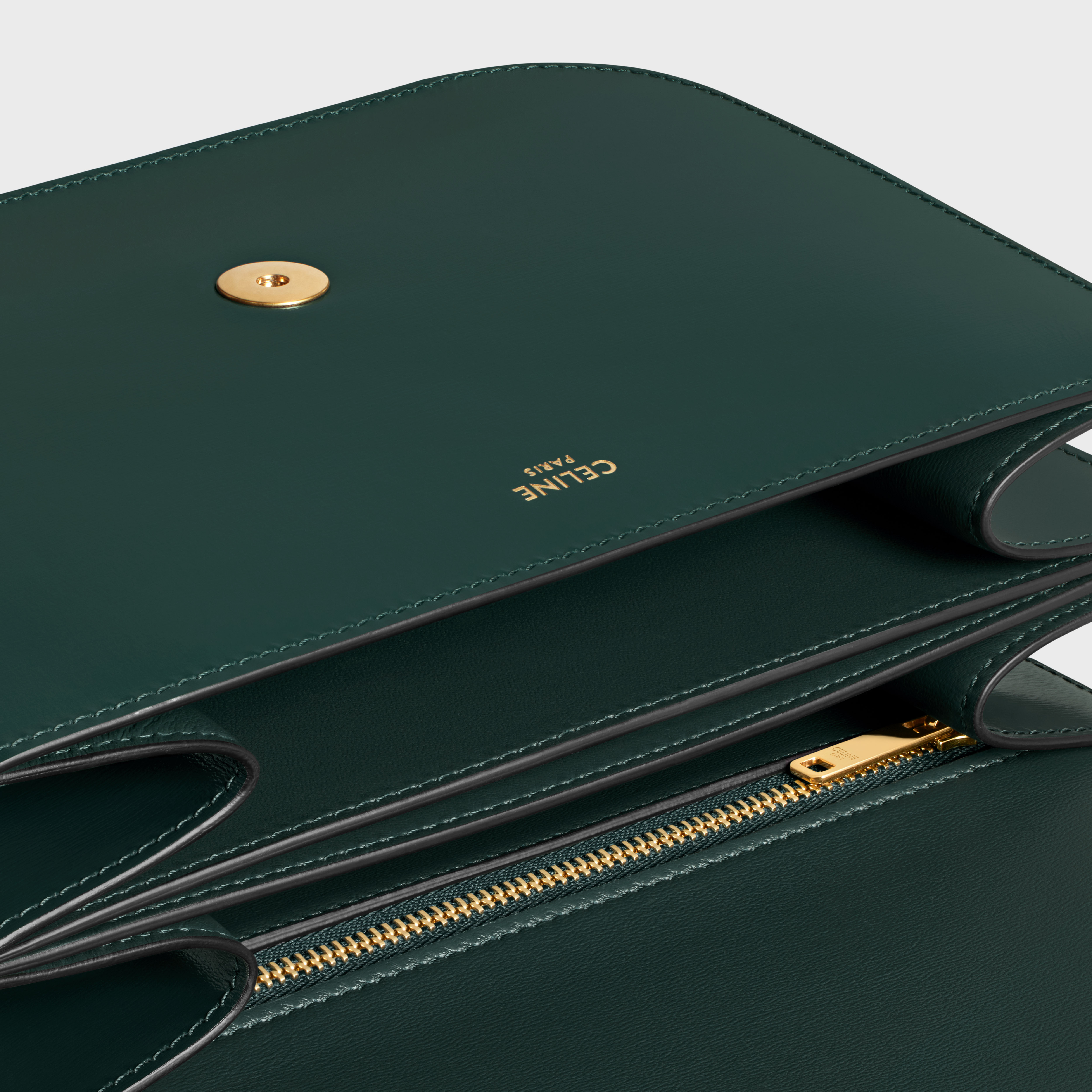 Celine Medium College Bag In Shiny Calfskin In Green