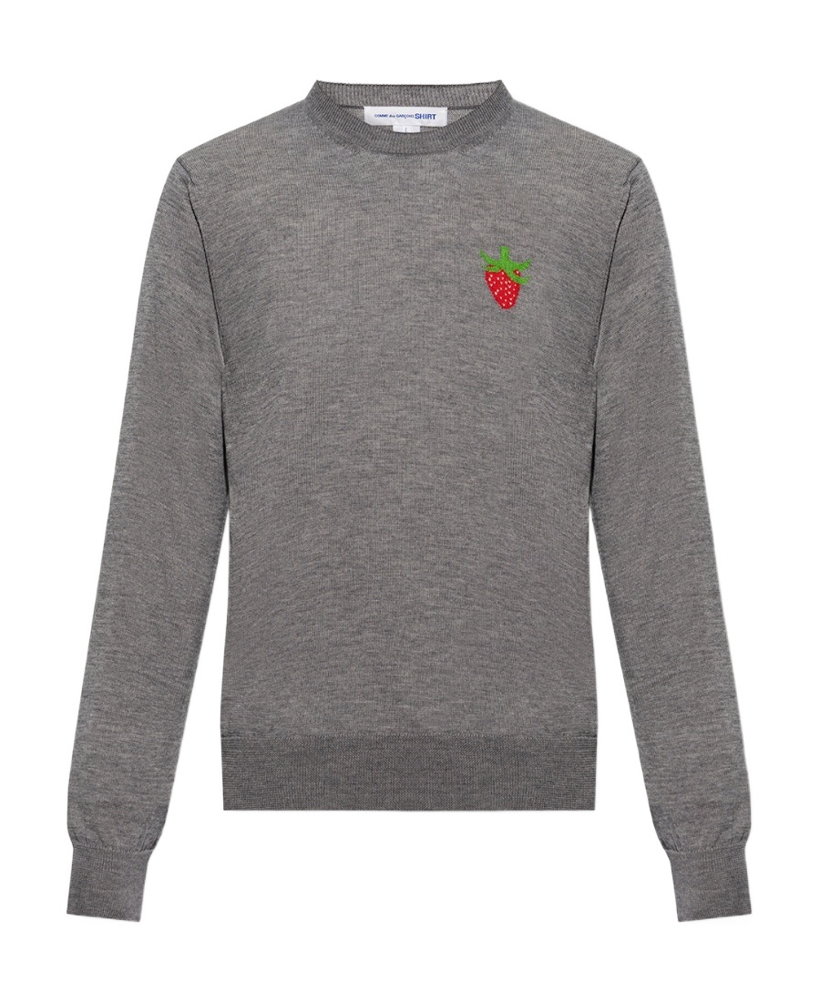 Comme Des Garçons Embroidered Crew-neck Jumper In Gray