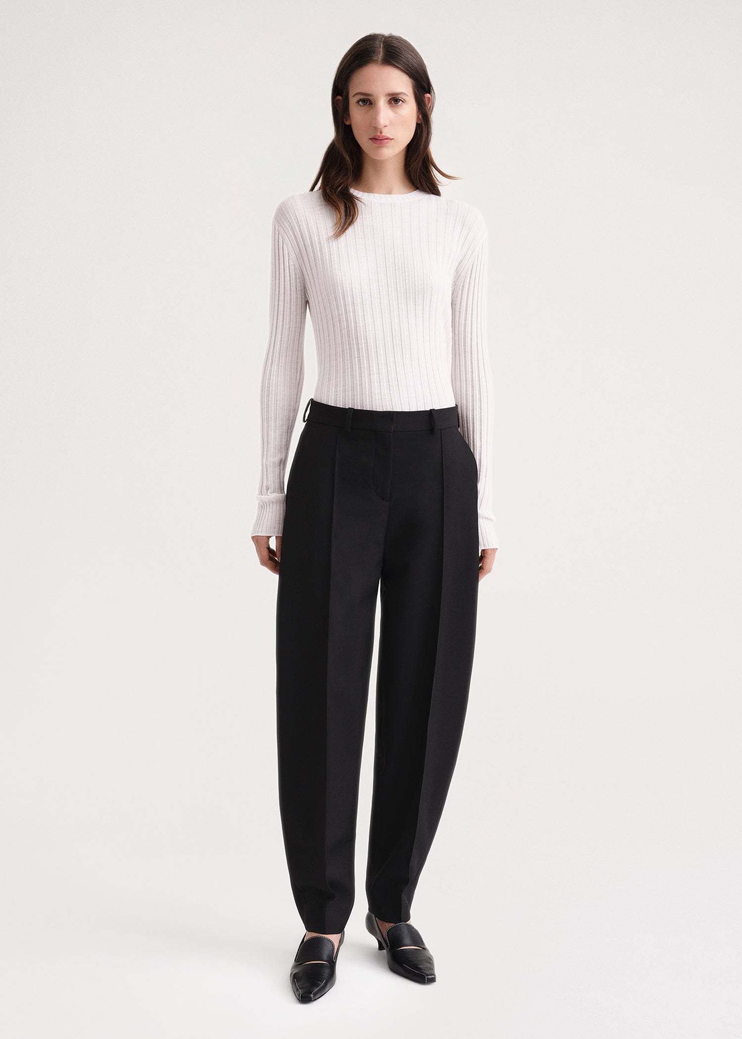 Totême High-waisted Tapered Trousers In Black