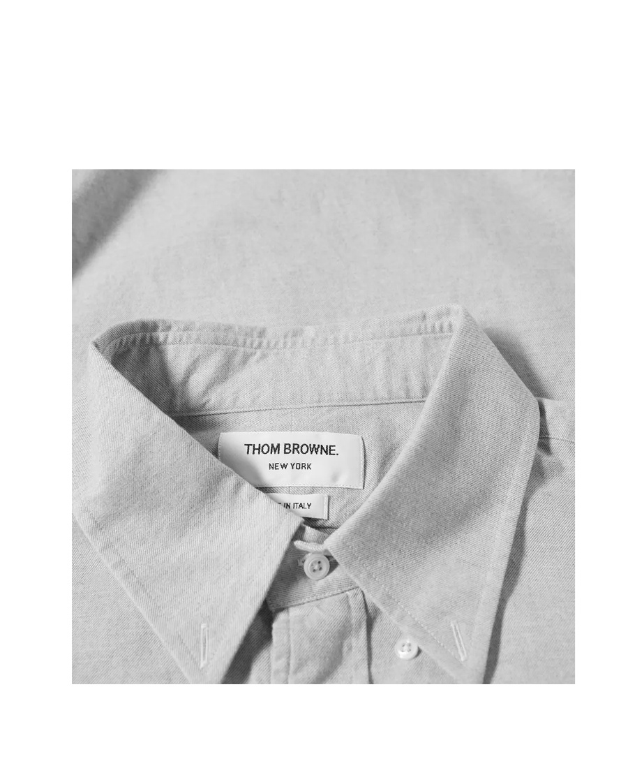 Thom Browne Classic Button-down Long-sleeve Shirt With Three-stripe Detail In Gray