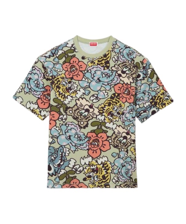 Kenzo Verdy Printed Waffle-knit Cotton T-shirt In Multicolor