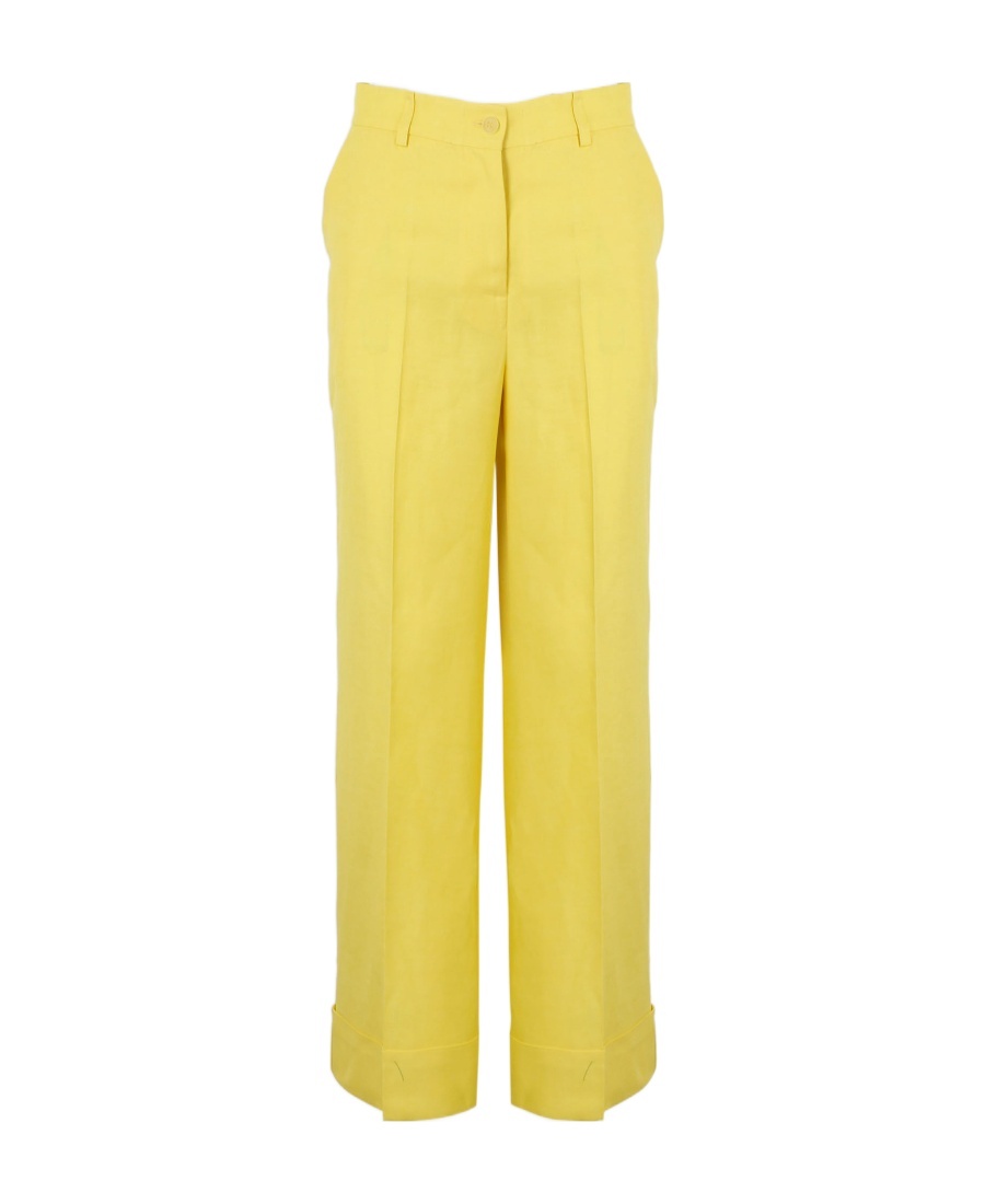 Shop P.a.r.o.s.h Pressed-crease Straight-leg Trousers In Yellow