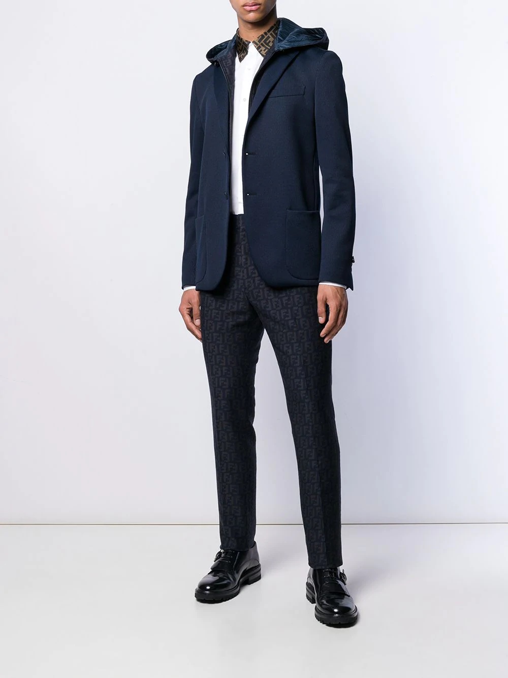 Fendi Logo Collar Tailored Shirt In White
