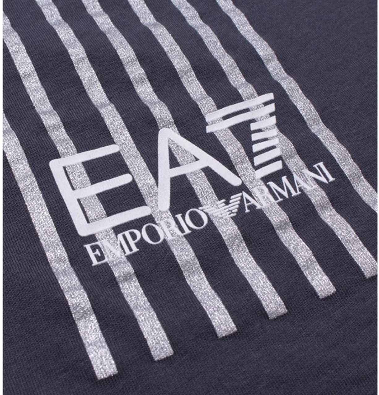 Ea7 Navy Blue Round Collar Logo T-shirt In Black