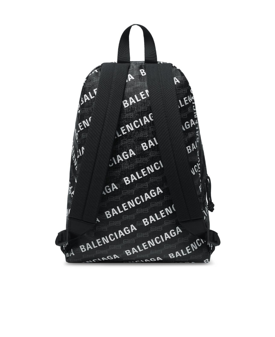 Balenciaga Signature Logo-print Backpack In Black