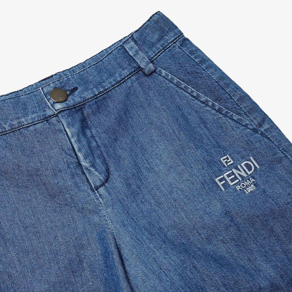 Fendi Lightweight Denim Junior Bermudas In Blue