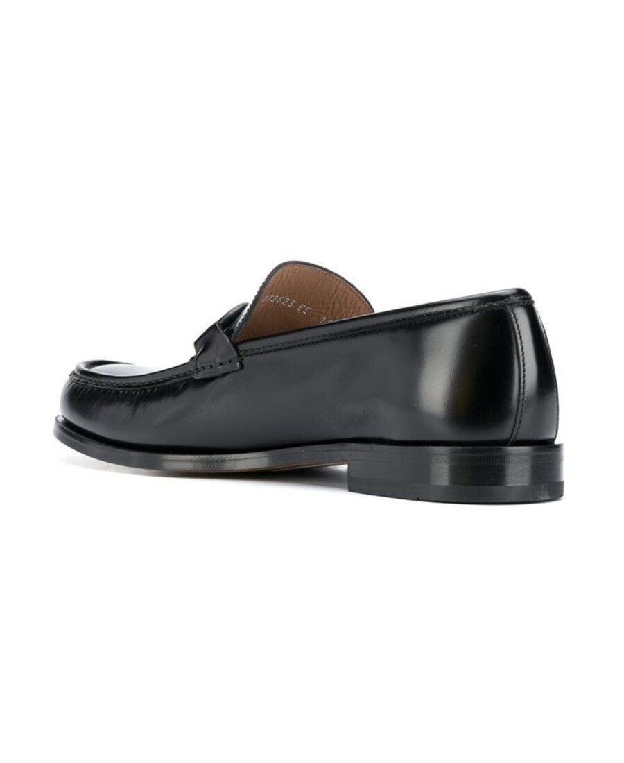 Ferragamo Leather David Loafer With Gancini Hook For Men In Black