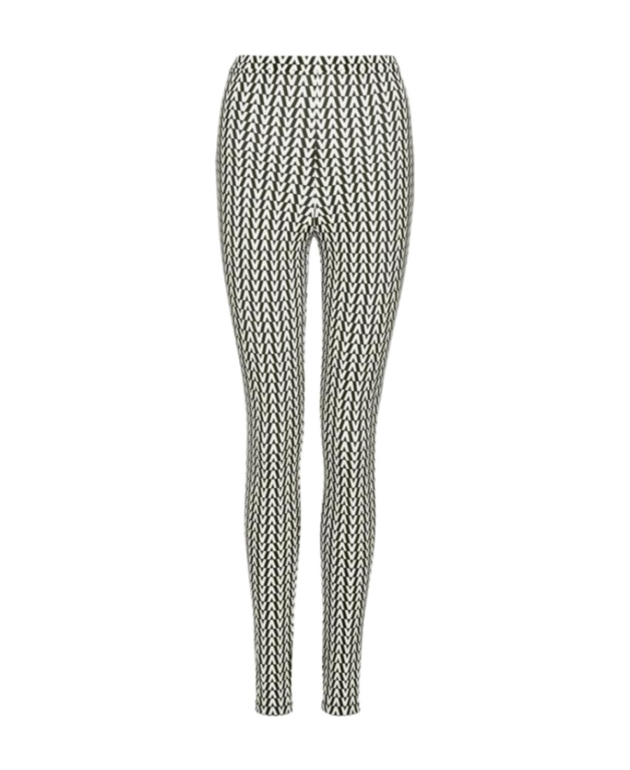 Valentino All-over Logo-print Leggings In Gray