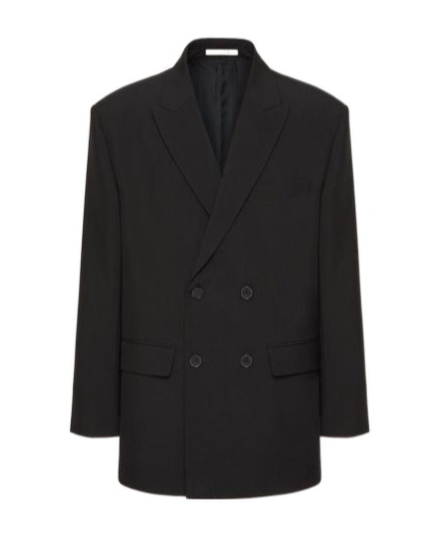 Valentino Garavani Double-breasted Wool Blazer In Black