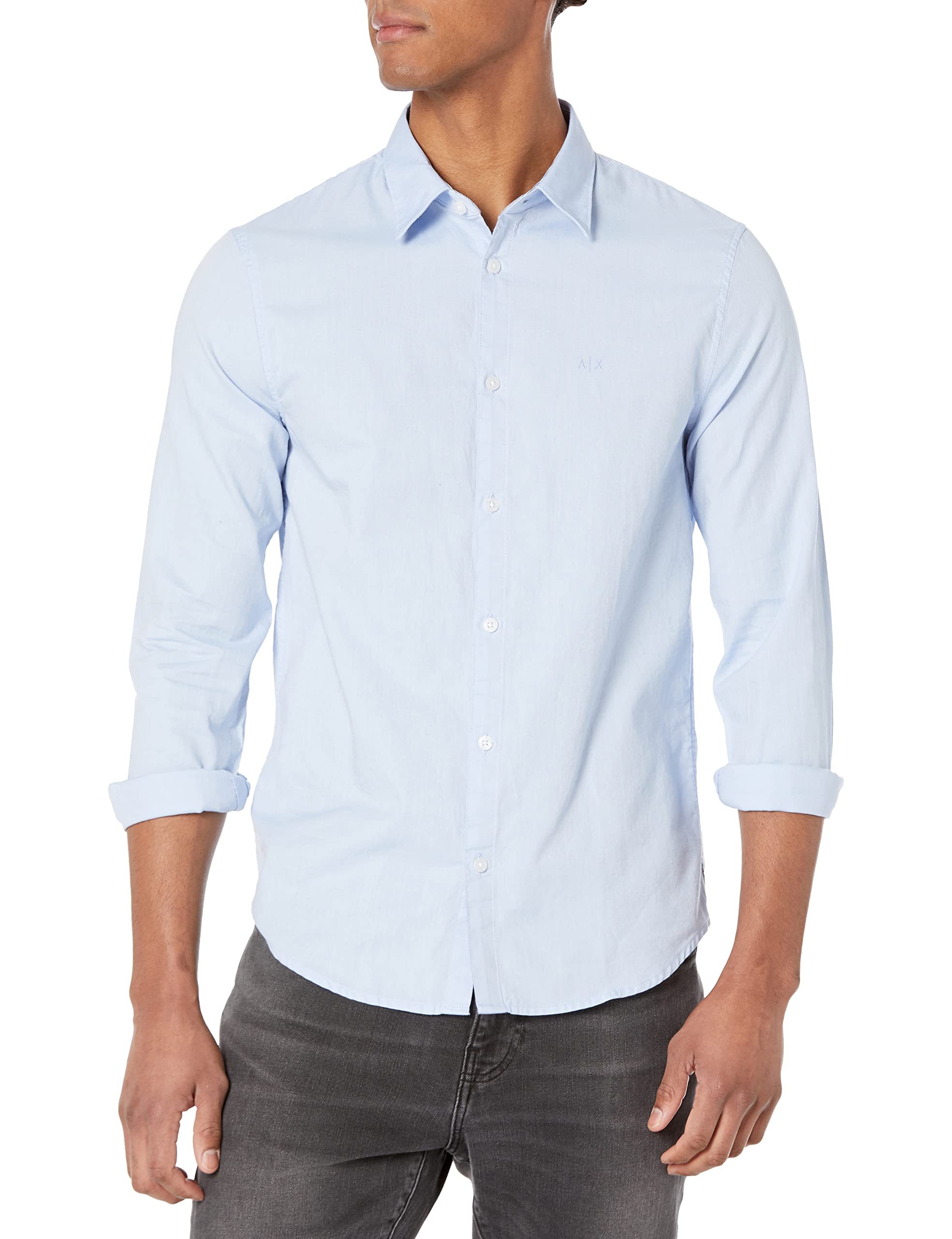 Armani Exchange Logo-embroidered Long-sleeve Cotton Shirt