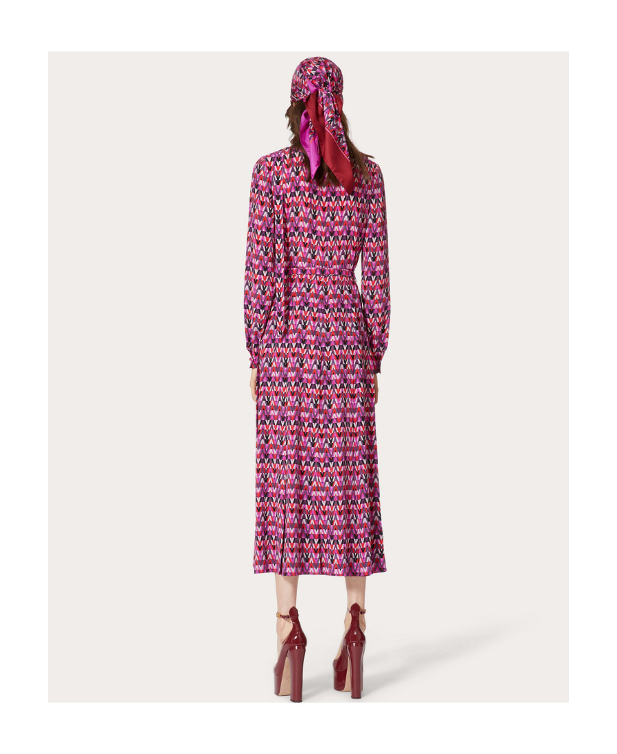 Valentino Long Elegant Dress With Long Sleeves In Pink