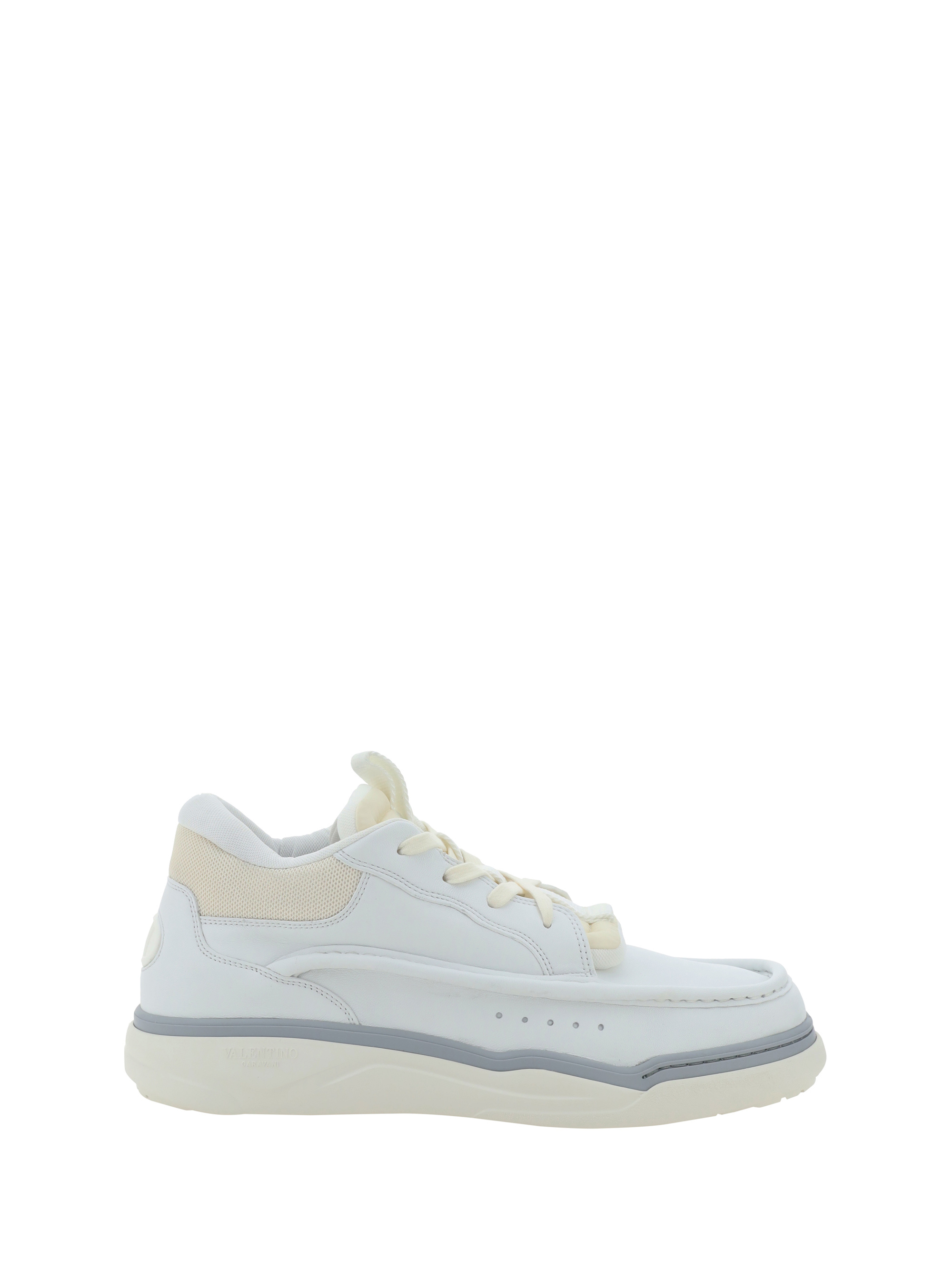 Valentino Calf Leather And Fabric Mid-top Runboot Sneakers In White
