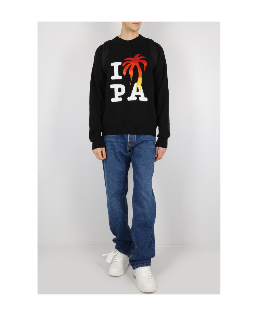 Palm Angels I Love Pa Wool Blend Sweater In Black