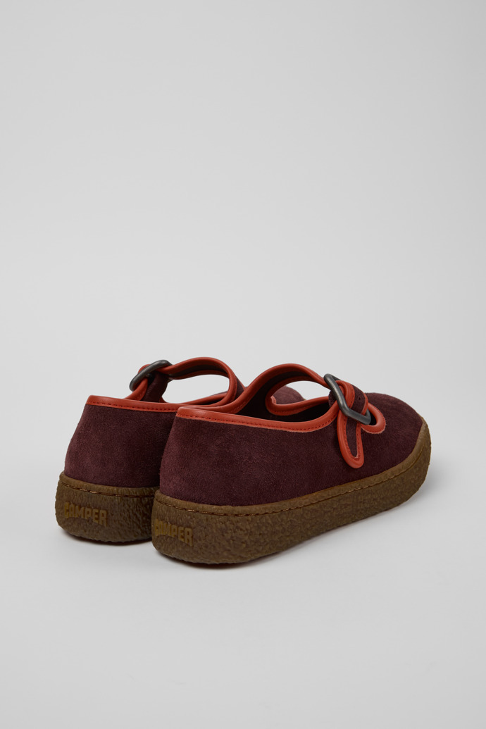 Camper Round-toe Flat Shoes In Burgundy