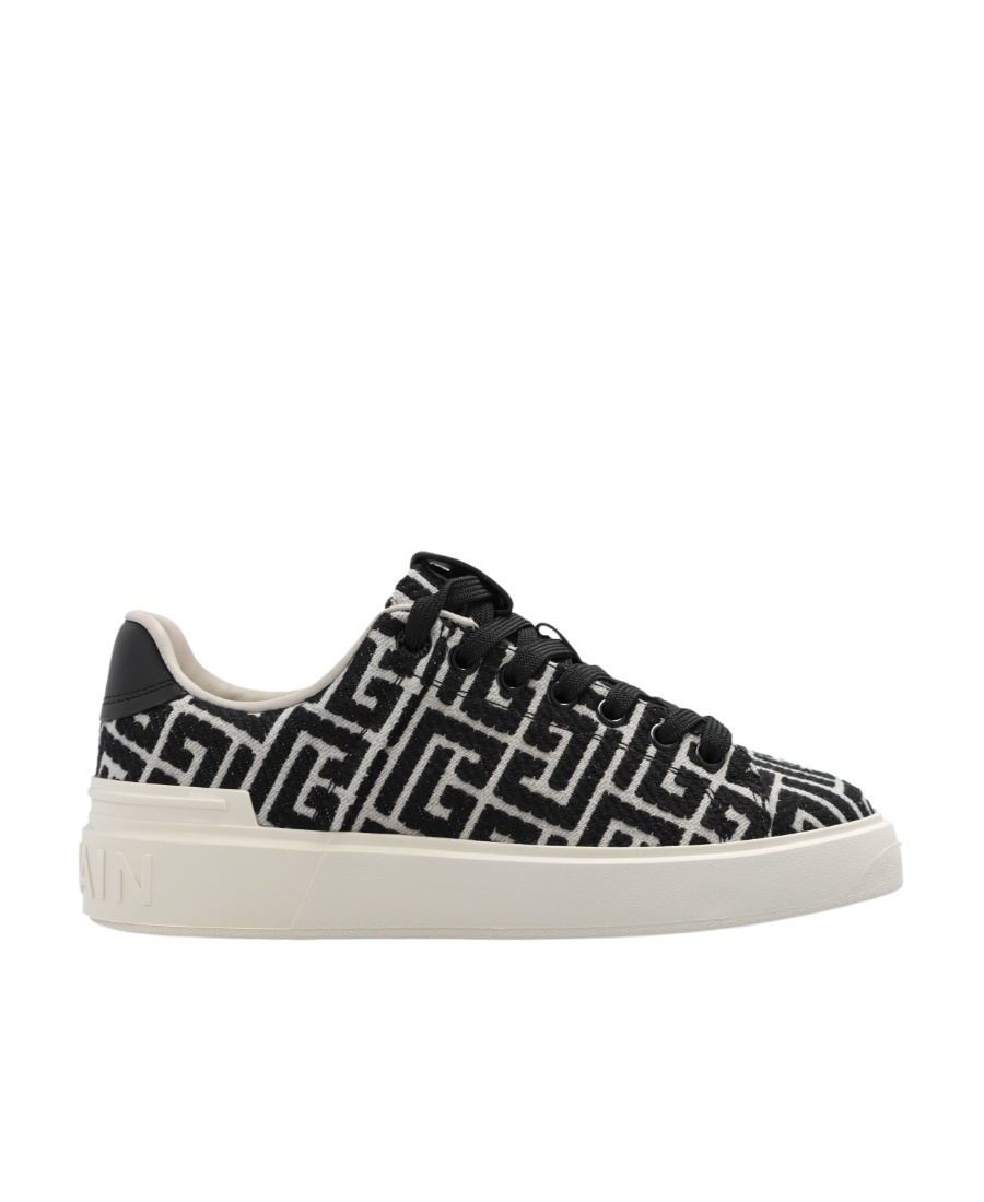 Balmain Men's B Court Monogram Jacquard Low-top Sneakers In Black