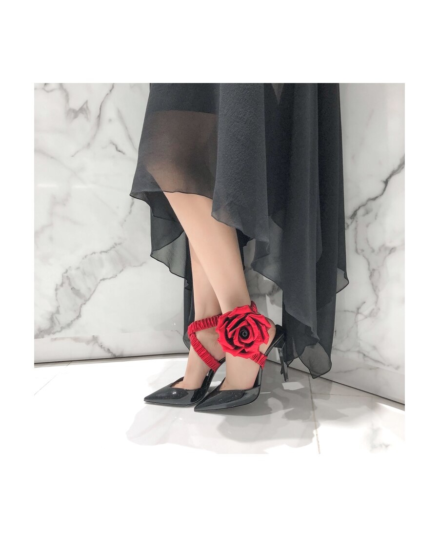 Saint Laurent Freja Flower High Heels In Red