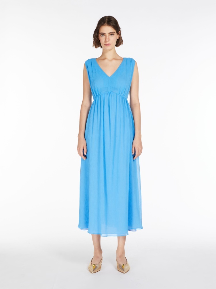 Weekend Max Mara Sleeveless Crepe Dress In Blue