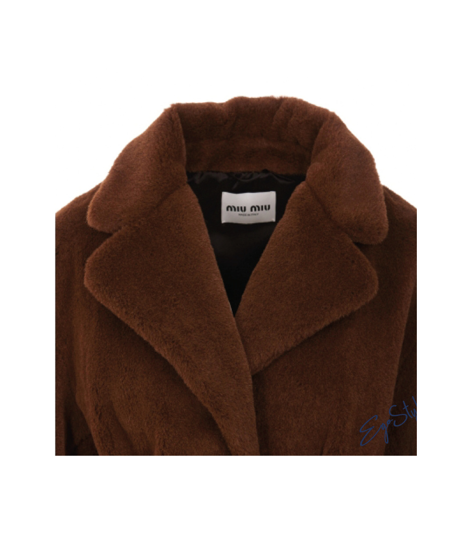 Miu Miu Single-breasted Coat In Brown