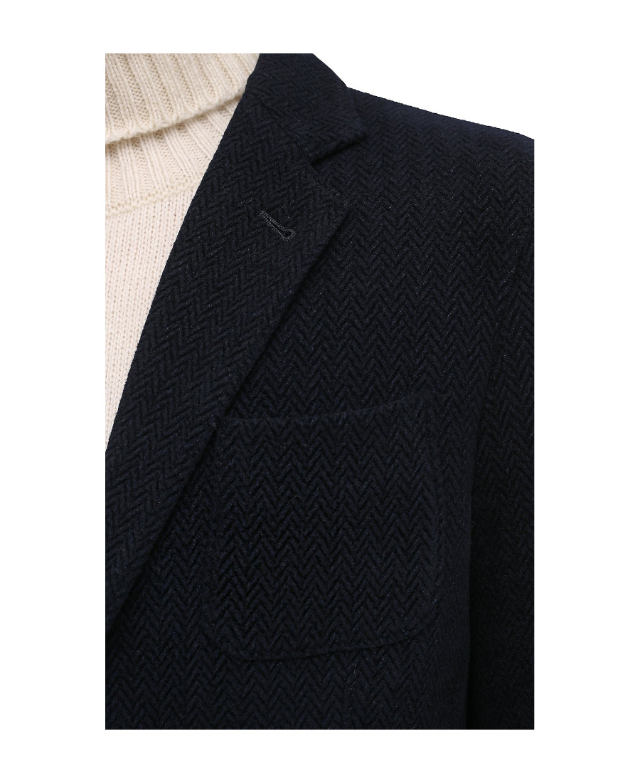 Giorgio Armani Herringbone Single-breasted Blazer In Black