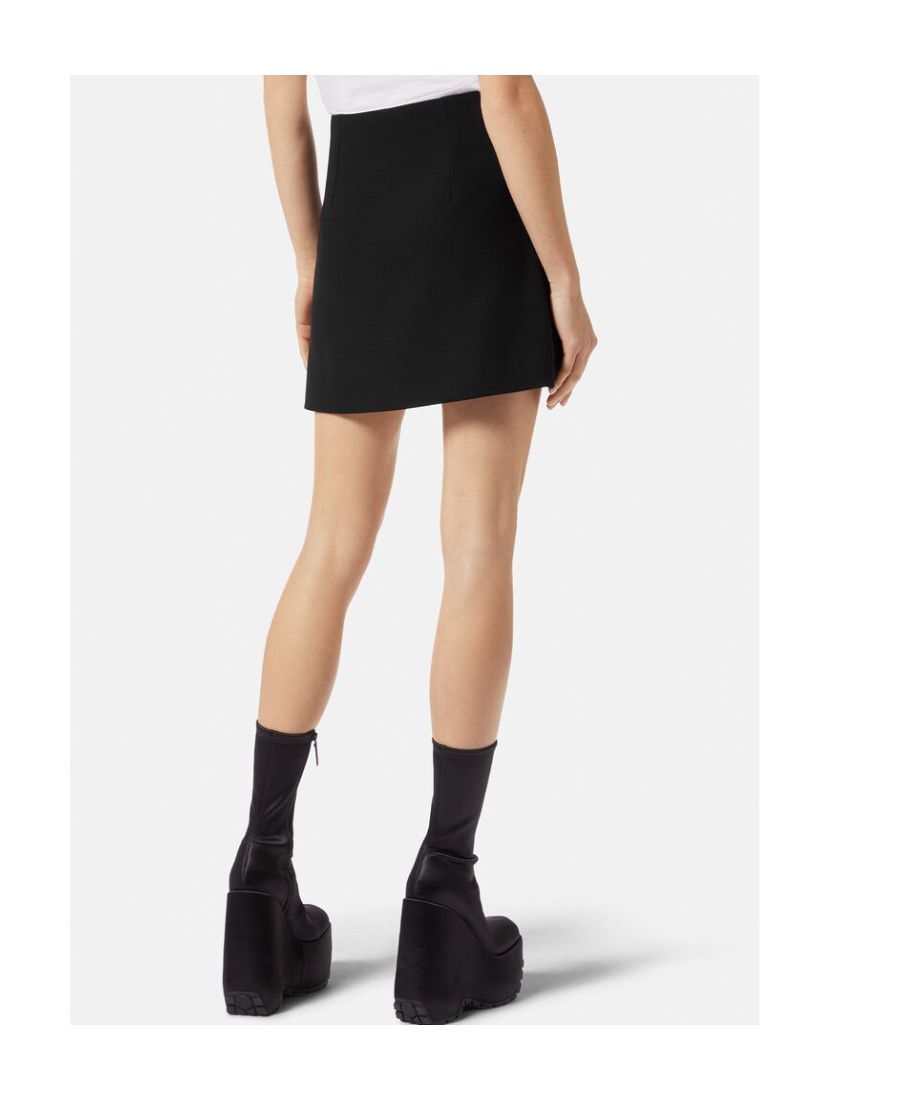 Versace Medusa A-line Wool Skirt In Black