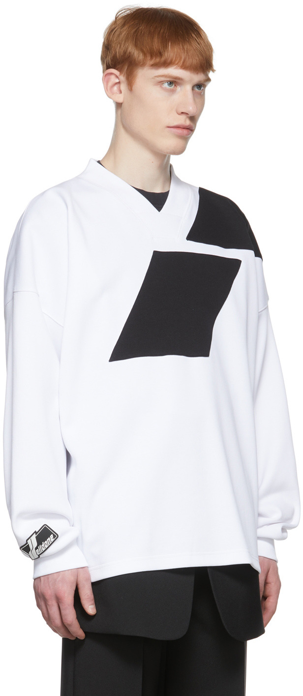 We11 Done V-collar Color Long-sleeved T-shirt In White