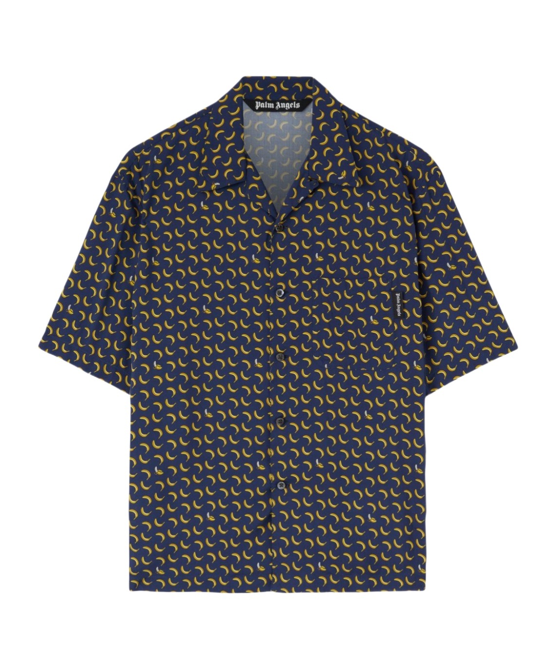 Palm Angels Banana Printed Short Sleeved Shirt In Blue