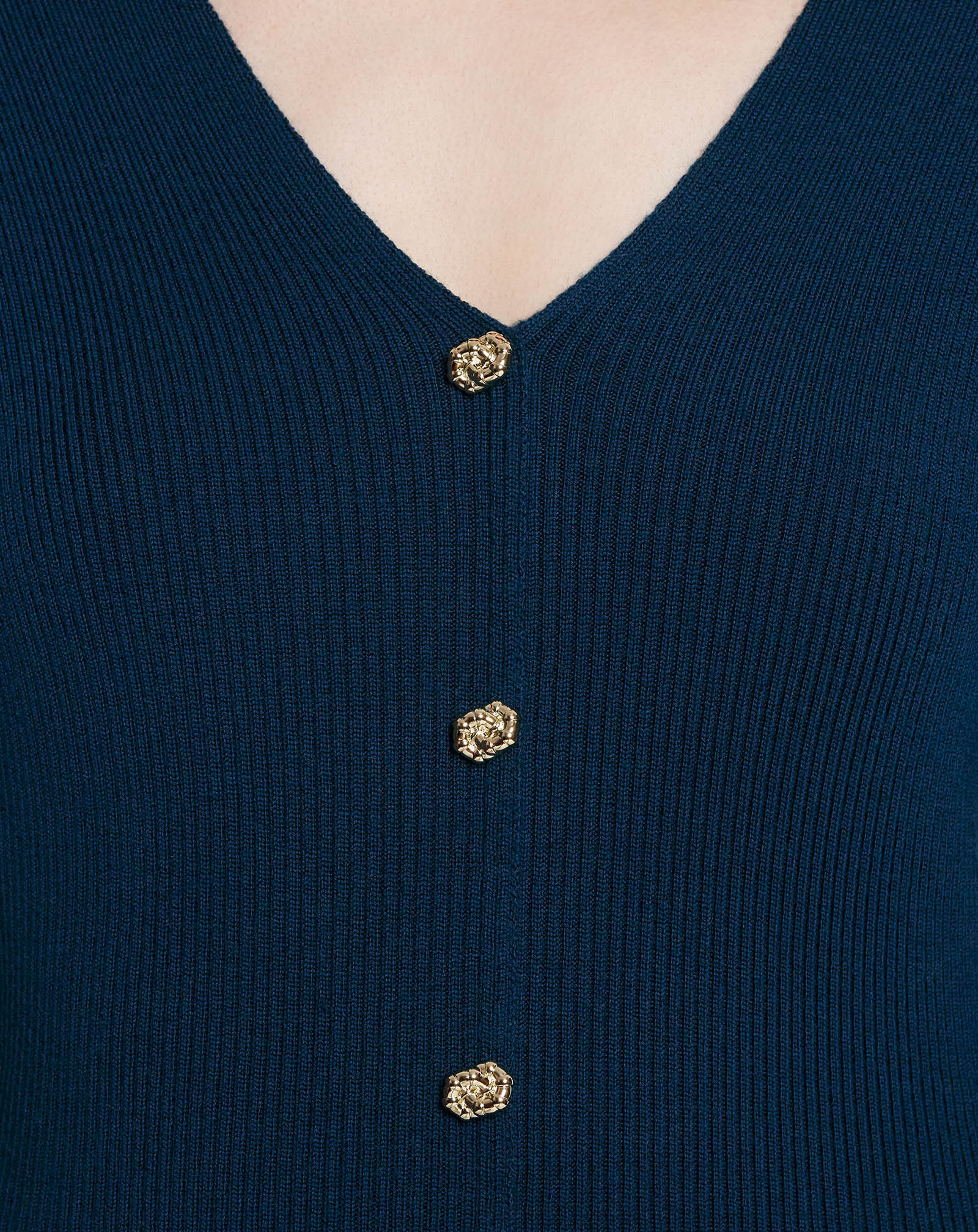 Lanvin Petrol Blue In Stretch Wool Blend Cardigan In Blue