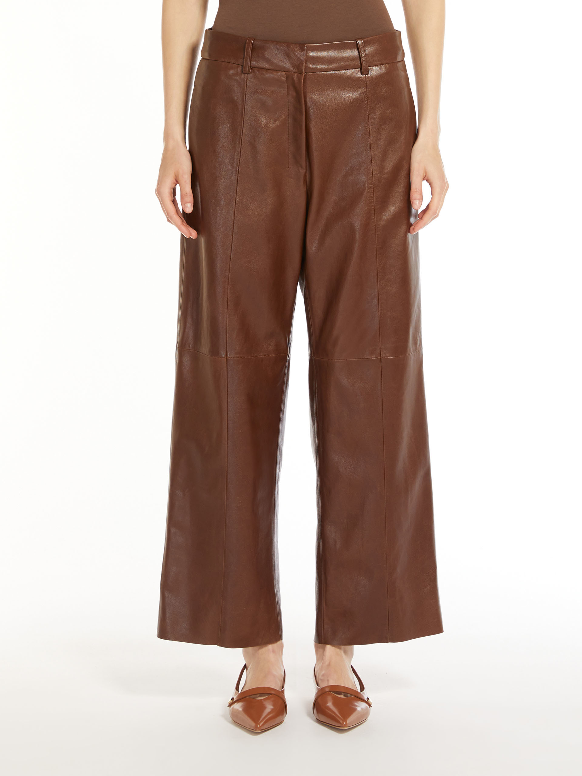 Max Mara High Belt Loop Casual Pants In Brown