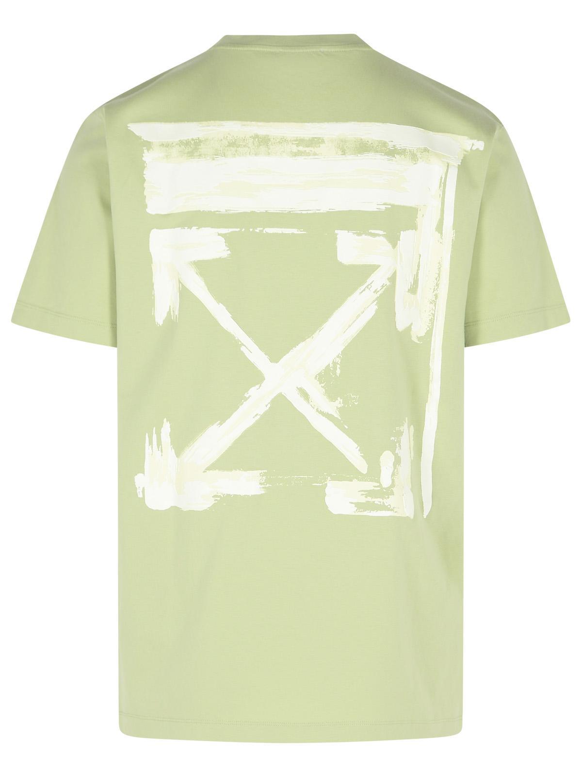 Off-white Round Neck Short-sleeved T-shirt In Green