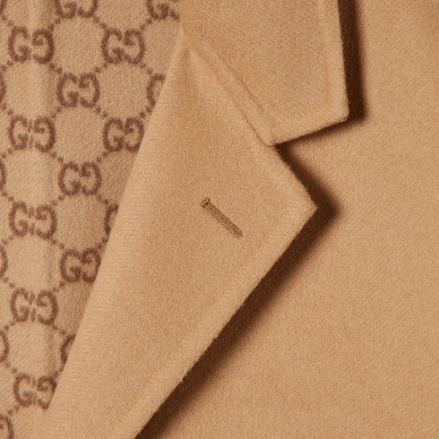 Gucci Single-breasted Double-layer Wool Coat In Brown