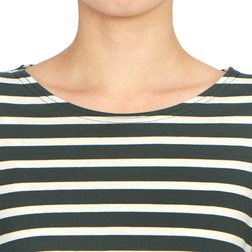 Saint James Striped Logo T-shirt In Black