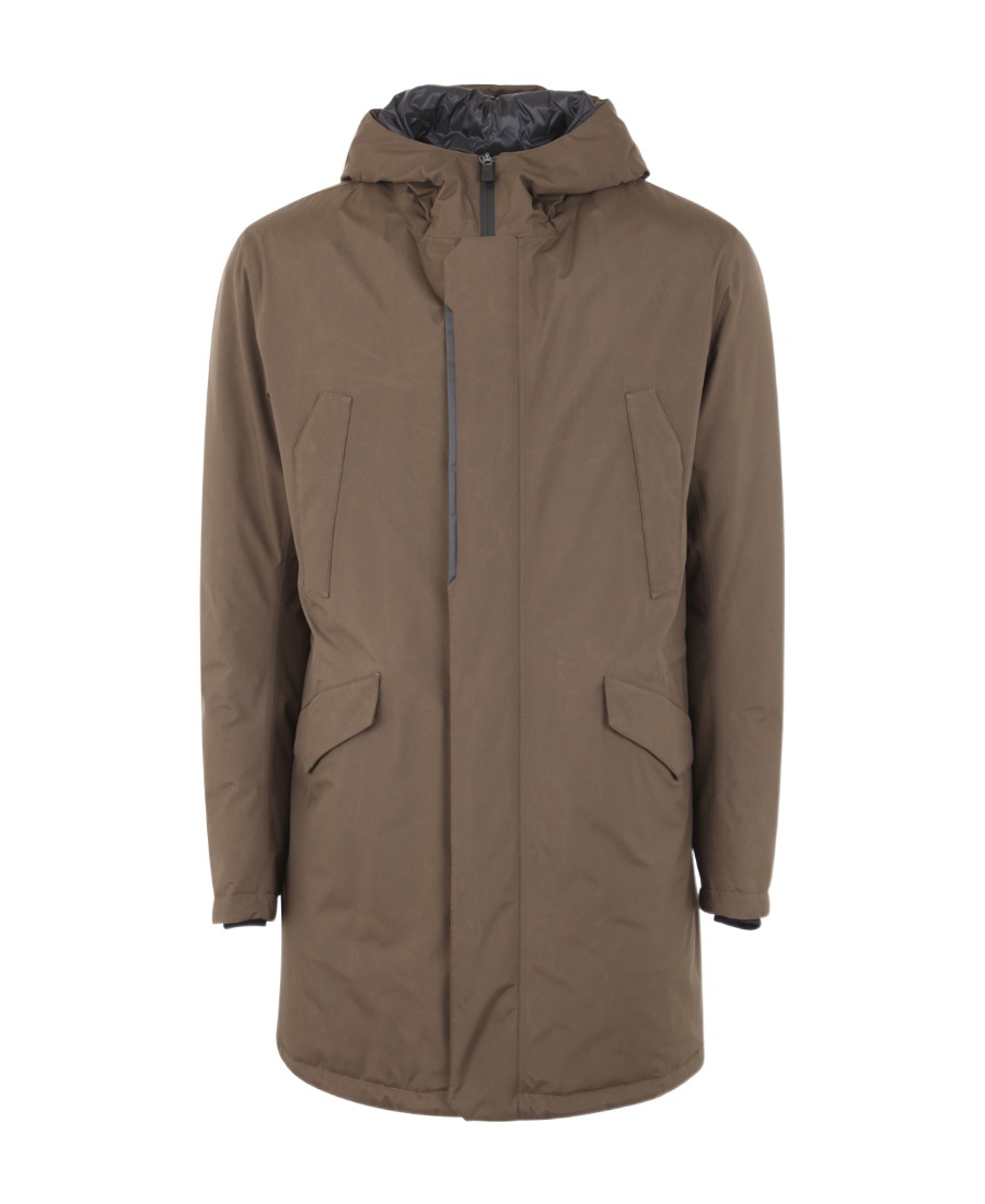 Herno Hooded Concealed-zip Fastening Jacket In Brown