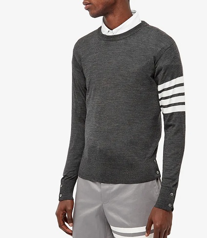Thom Browne Dark Gray Wool 4-bar Sweaters In Black