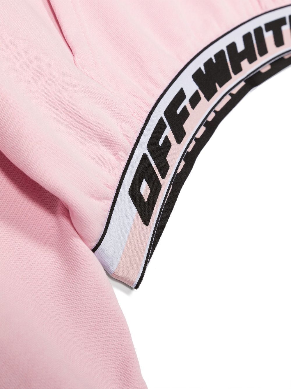 Off-white Logo Cropped Cotton Jersey Hoodie In Pink