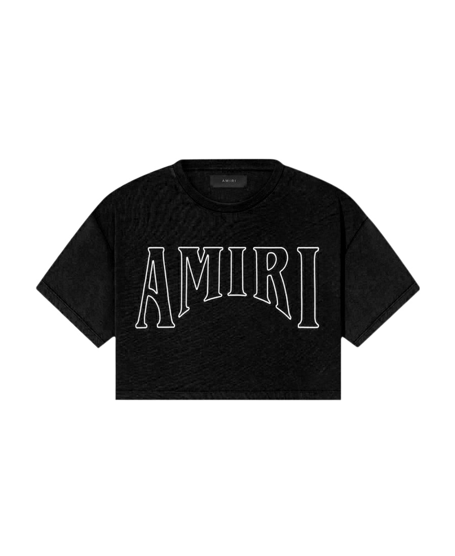 Amiri Graphic Logo-print Cropped T-shirt In Black