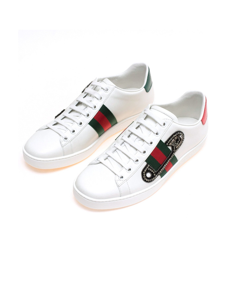 Gucci Safety Pin Casual Sports Shoes In White
