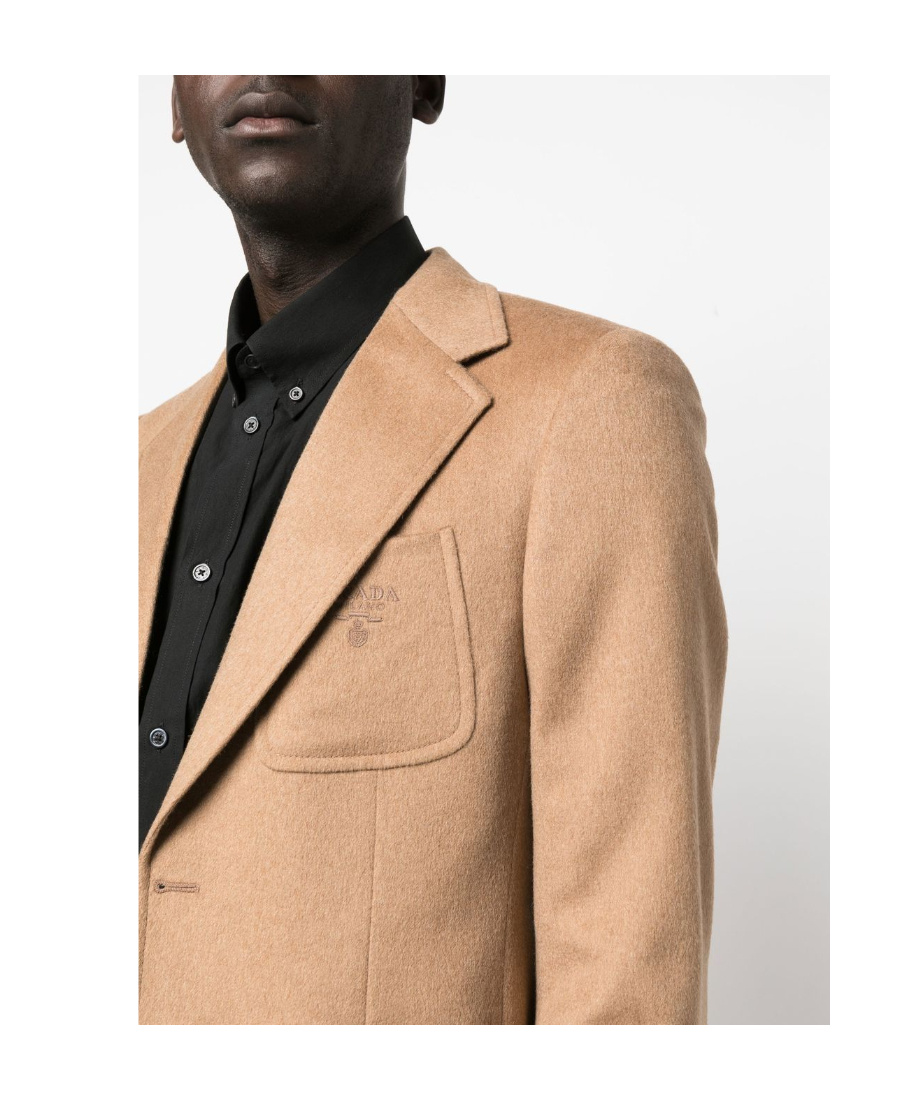 Prada Fitted Single-breasted Blazer In Camel Brown