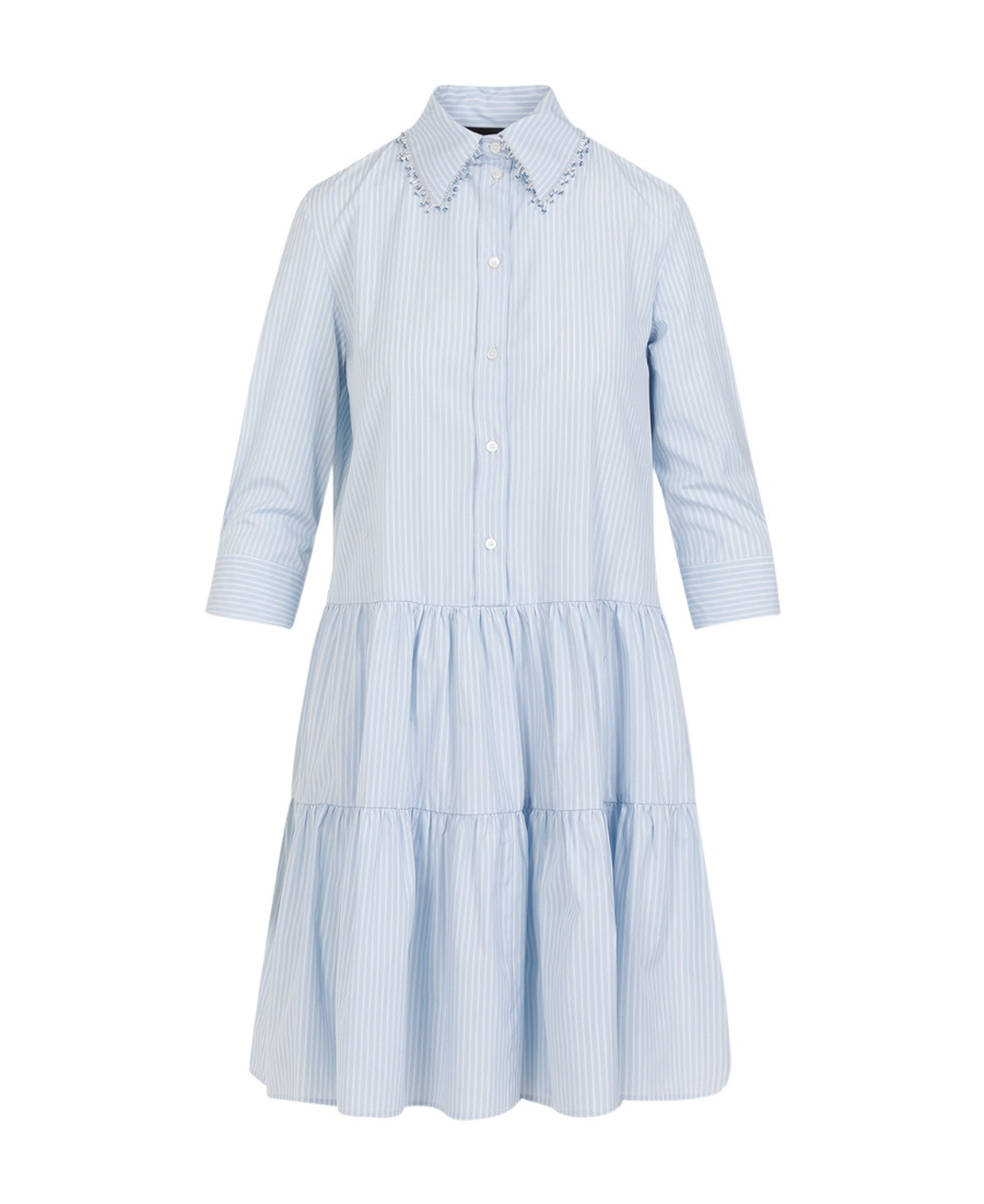 Fabiana Filippi Light Blue Cotton Mini Dress In White