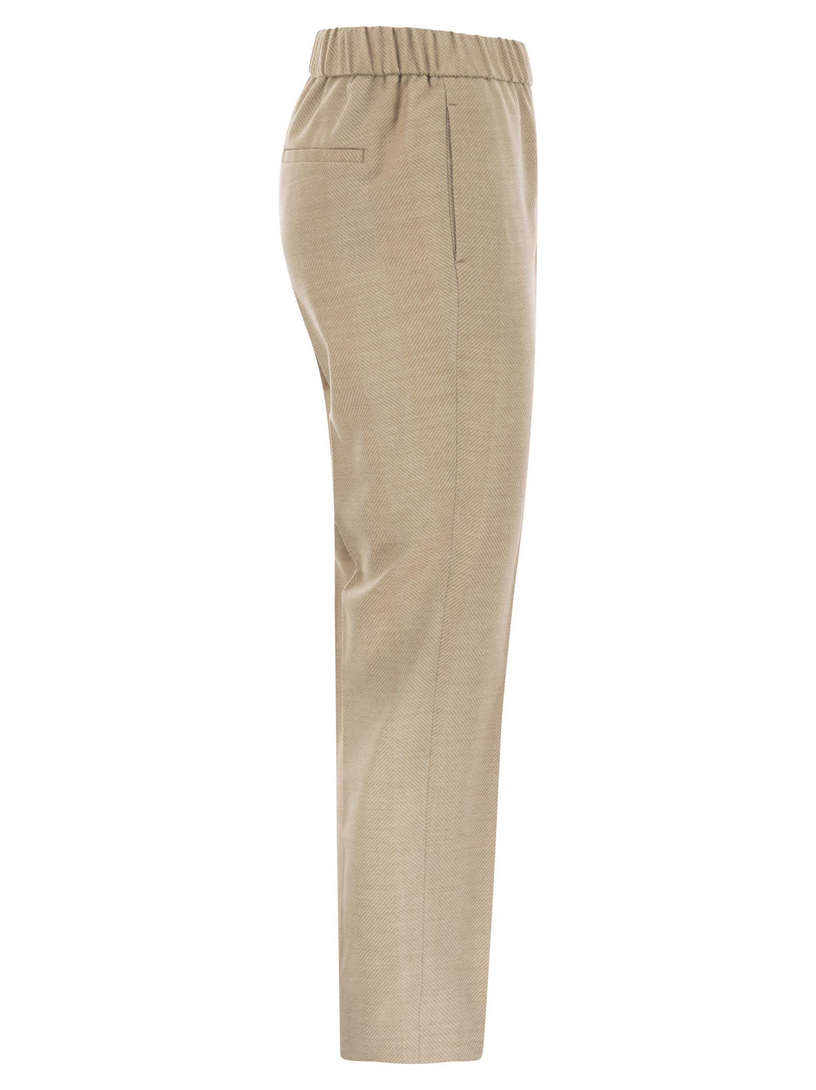 Peserico Stretch Virgin Wool Trousers In Brown