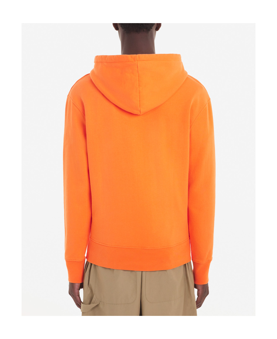 Maison Kitsuné Fox-patch Cotton Drawstring Hoodie In Orange