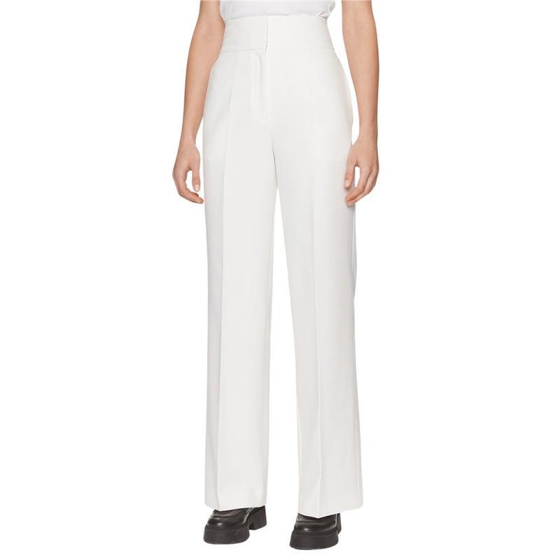 Hugo Boss Talia High Rise Bootcut Pants In White