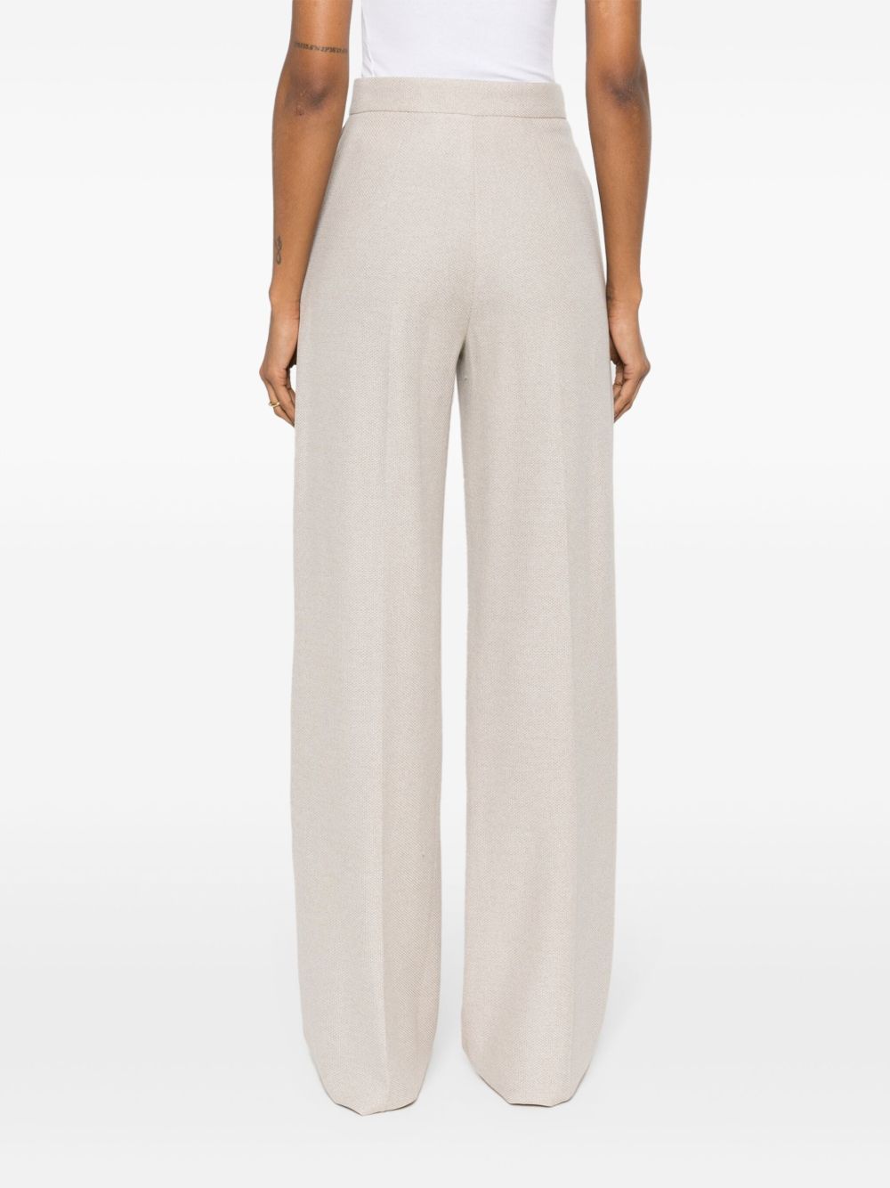 Max Mara Linen Blend Wide-leg Trousers In White