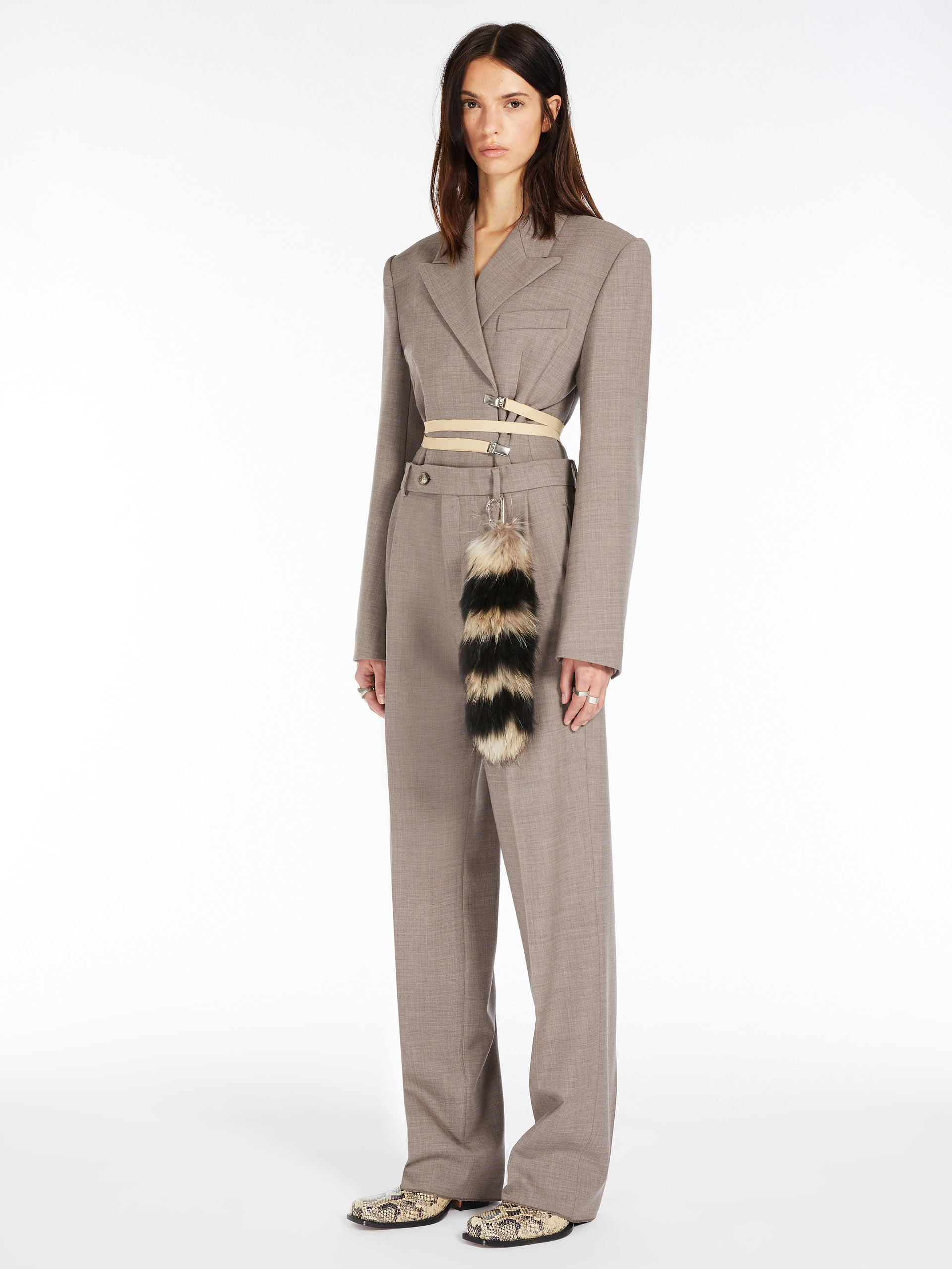 Sportmax Ferito Wool Tapered Trousers In Gray