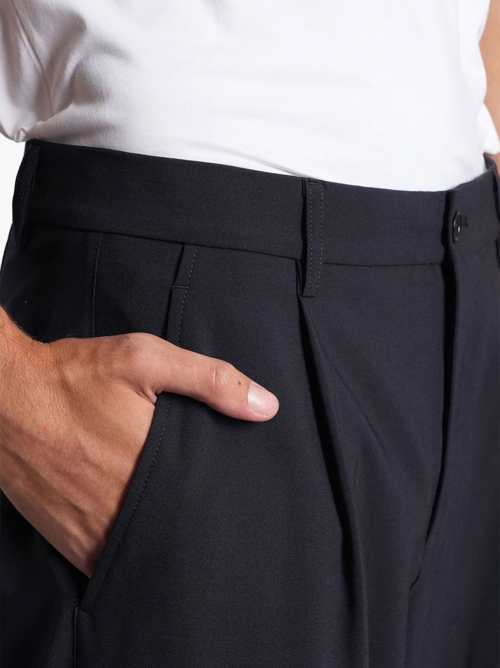 Aspesi Flannel High Rise Straight Pants In Black
