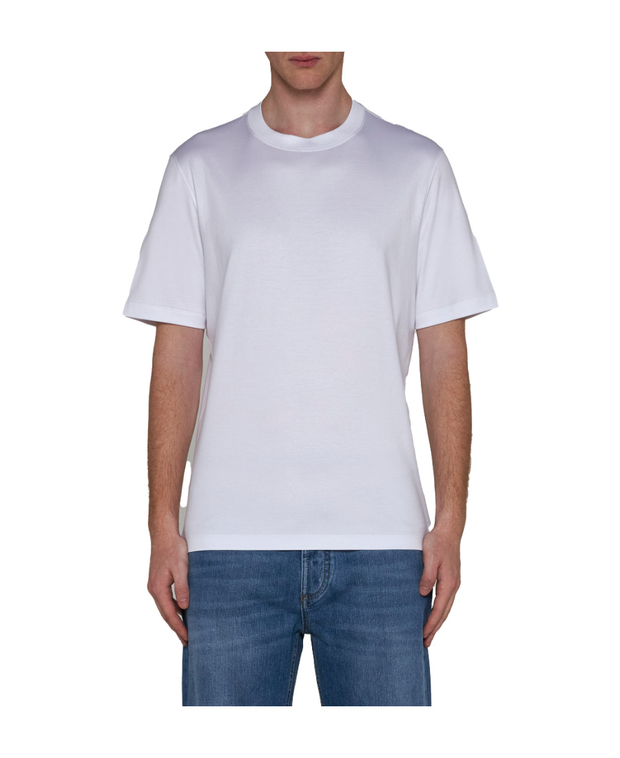 Brunello Cucinelli Cotton Jersey Crew Neck T-shirt With Faux-layering Clothing In White