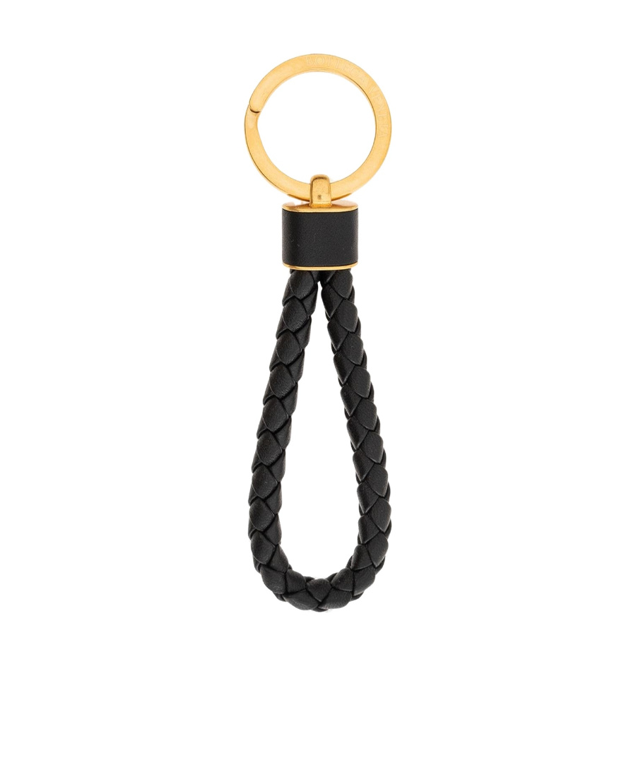 Bottega Veneta Nappa Leather Braided Keyring In Black
