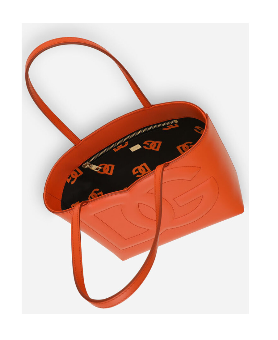 Dolce & Gabbana Dg Logo Leather Tote Bag In Orange