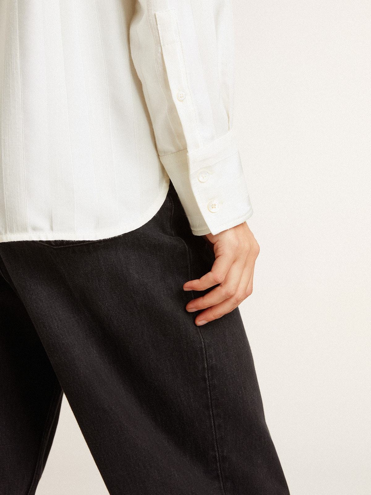 Golden Goose Vertical Stripe Long-sleeved Shirt In White
