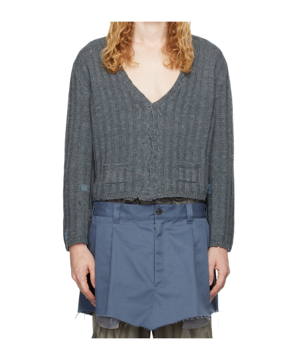 Maison Margiela Gray Handcrafted Cardigan In Gray